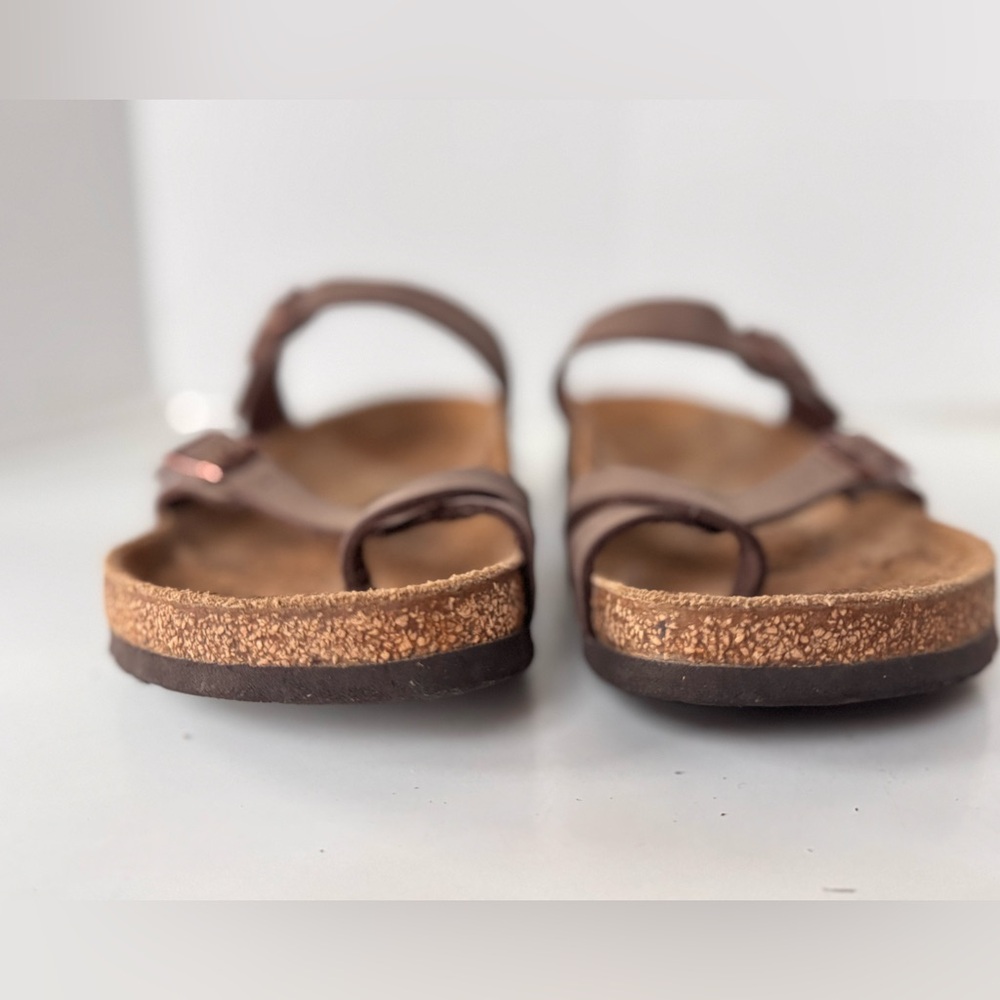 Birkenstock Mayari Toe Loop Brown Leather Slip On Sandals shoes Women’s Size 38 - Picture 4 of 11